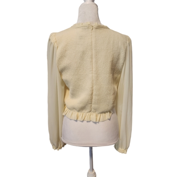 NEW Aritzia | Wilfred Tempest Blouse Smocked Chiffon Blouse in Whipped Butter - Picture 10 of 15